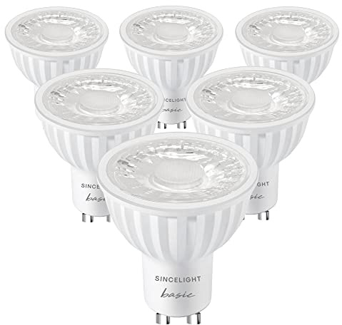 SINCELIGHT GU10 LED Leuchtmittel Deckenspots Reflektorlampe mit 60° Ausstrahlungswinkel, 6W(500Lumen)≈50W Halogen, RA≈92, Warmweiß 2700K, 6er-Pack