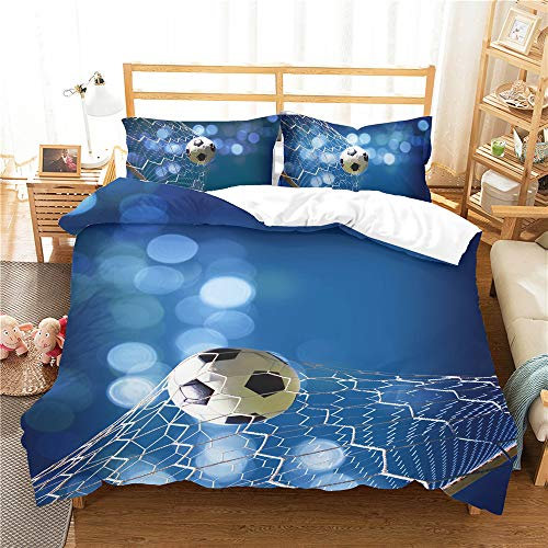 WENYA Ragazzi Adolescenti Biancheria da Letto Calcio 3D Stampa Modello Completo Copripiumino e Federa Stile Sportivo Microfibra Morbido con Cerniera (Stile 4, 220x240 cm)
