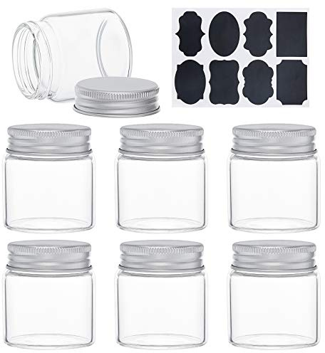 BENECREAT 15PCS 50ml Klarglasflaschen Bonbonflasche mit Aluminium Schraubverschluss Leere Probengläser mit 2 Blatt Etiketten für Gewürzkräuter Kleine Artikel Aufbewahrung Hochzeitsbevorzugungen