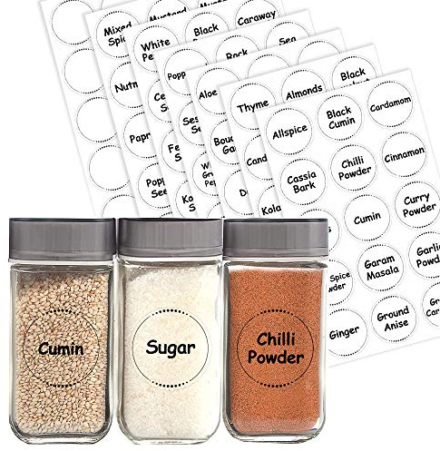 Pack of 105 Clear Spice Stickers Labels for Jars and Bottles (38 mm) Spice Jar Labels Pre Printed Food Labels Stickers for Jars Seeds and Seasoning Containers Packwith®