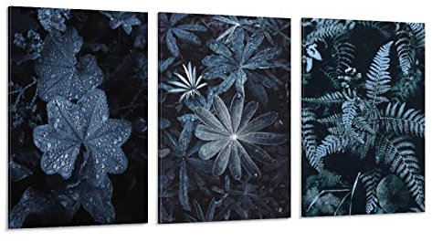 Plant Flowers Blue Fern Blue Aralia Plant Blue Leaves Blue Peony Poster Decorative Painting Canvas Wall Art Living Room Posters Bedroom Painting 08x12inch(20x30cm)