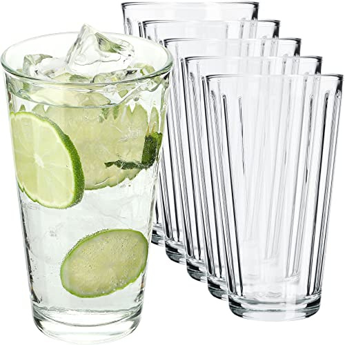 KADAX Lot de 6 Verres à Boisson en Verre Neutre Calcium - Polyvalents pour Eau, Mojito, Café Glacé (Amalia 360 ml)