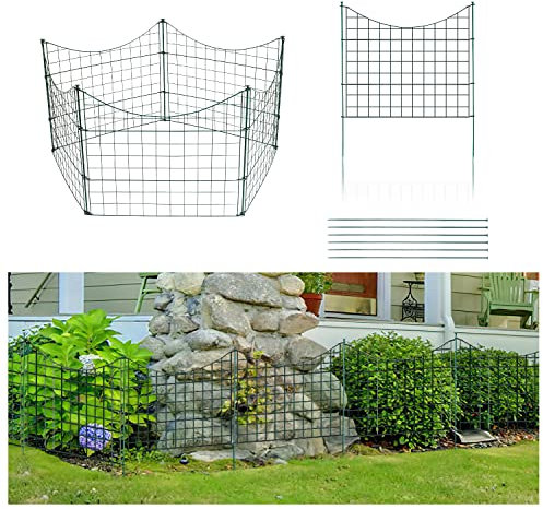 Joparri clôture d'étang et jardin, 11 pièces set en treillis, clôture enfichable en métal - 5 éléments, 6 barres de fixation (arc inférieur)