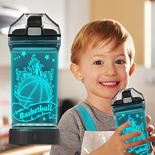 Anywin Basketball Gifts, Kids Water Bottle with 3D Glowing Basketball Led Light Travel Cups -Tritan BPA Free, Sports Gifts for Birthday, Christmas,Back to School for Child Boys Teens Grandson