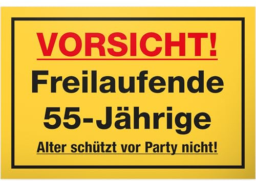 DankeDir! Freilaufende 55 Jährige - 30 x 20 cm Schild - Partydeko Geburtstagskarte Geschenkidee Geburtstagsdeko - 55 Jahre 55er Geschenk Freundin Geburtstagsgeschenk Frauen 55. Geburtstag