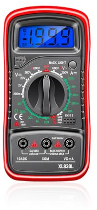 Multímetro Digital XL830L Voltímetro LCD Portátil Amperímetro Ohmímetro con Retroiluminación, Envoltura de Silicona a Prueba de Golpes, Medición de Alta Precisión para