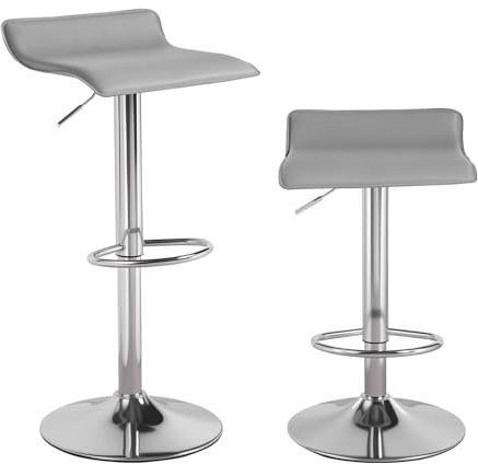 Panana 2er Set Barhocker Barstuhl Tresenhocker für Küche Bar Esszimmer Drehhocker 360° drehbar höhenverstellbar (Grau), FBBC83