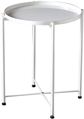 IMYOGI Exquisiter Couchtisch, einfacher runder Aufbewahrungstisch aus Eisen, Wohnzimmer-Sofa-Multifunktions-Tabletttisch, Schlafzimmer-Freizeittisch, kreatives Regal (Farbe: Weiß)