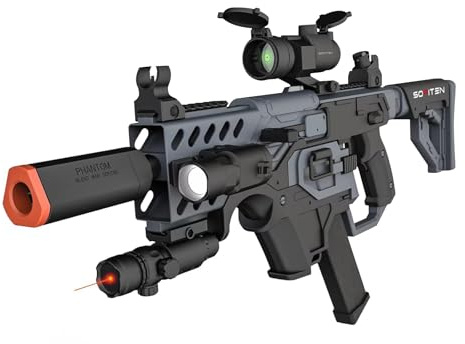 SOFITEN Toy Gun Automatic Sniper Rifle with Tactical Vest Kit, Scope Toy Foam Blaster Dart Toys with 120 Darts IR and Flashlight Shooting Outdoor Activity Game Birthday Xmas Gift for Kids Age 8+