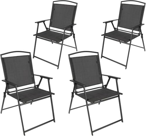 BRUBAKER 4er Set Gartenstuhl Bergamo - Hochlehner Campingstuhl wetterfest und platzsparend - Balkonstuhl klappbar - Klappstuhl für Camping Garten Terrasse und Balkon - Dunkelgrau