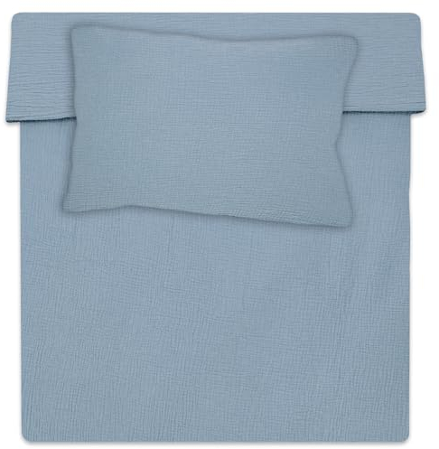 Musselin Bettwäsche Kinderbettwäsche 90x120cm - Baby Musselin-Bettwäsche Set aus Kinder Kissenbezug 40x60 cm und Kinderbettdecke Bezug 90 x 120 cm Baumwolle Babybettwäsche Oeko-Tex-Zertifikat