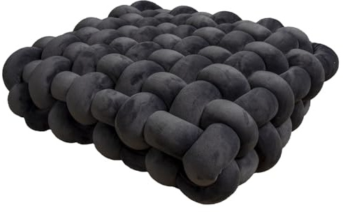 HYOATREA Soft Knot Pillow Decorative Throw Pillows for Couch, Kids Knot Pillow Square Back Floor Cushion Floor Mat for Living Room Bedroom Office (Dark Grey, 12x13)