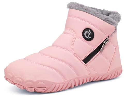 CELANDA Barfot, vinterskor, dam, varm, plysch, fodrade vinterstövlar, herr, vinter, snöstövlar, halkfria, korta skaft, stövlar, bekväma slip-on stövlar, utomhus, storlek 36–46 EU, ROSA, 38 EU