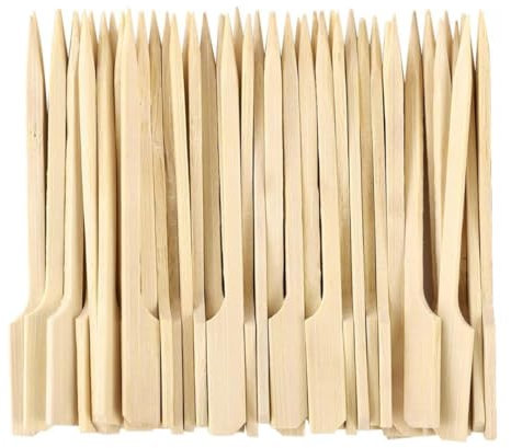 100 Pieces Paddle Bamboo Skewers 9cm, Flat Burgers Sticks Wooden Fruits Picks Sticks Barbecue Kebabs Skewers for Buffets Party (9cm-100Pcs)