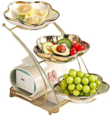 Frutero Estantes Frutero Mesa De Cerámica 3 Niveles, Cesta De Frutas para Verduras, Frutas, Aperitivos