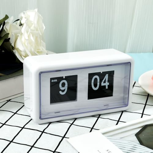 QINGLANG Auto Flip Digital Clock - Vintage Table and Wall Mounted Design for Home, Room and Office