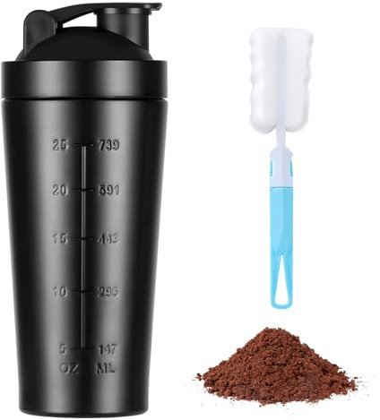 AOGOE Coctelera de Proteínas de Acero Inoxidable 900 ml, BPA Libre, Protein Shaker con Bola Mezcladora, Botella Mezcladora de Batidos de Proteínas, Coctelera de Proteínas Sport Fitness