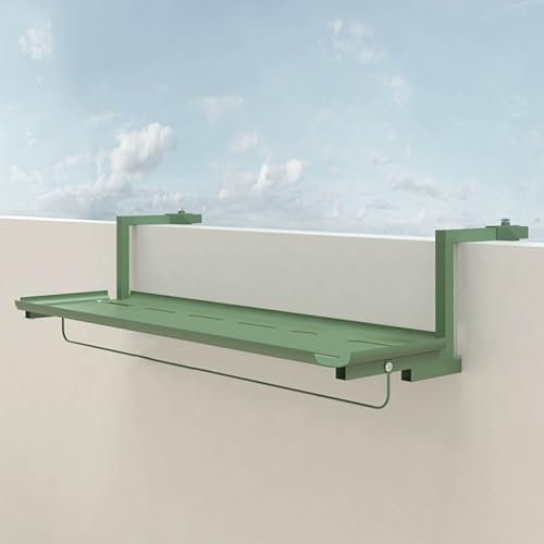 Wandmontierter Balkon-Stehtisch für den Außenbereich, platzsparender Hängetisch mit Metallschiene für Terrasse, Garten und Veranda (blau, 60 x 25 cm)