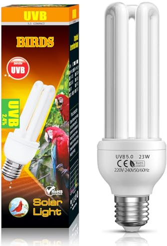 BrightArk UVB 5.0 Vogellampe E27 23W für Vögel, Papageien Reptilien