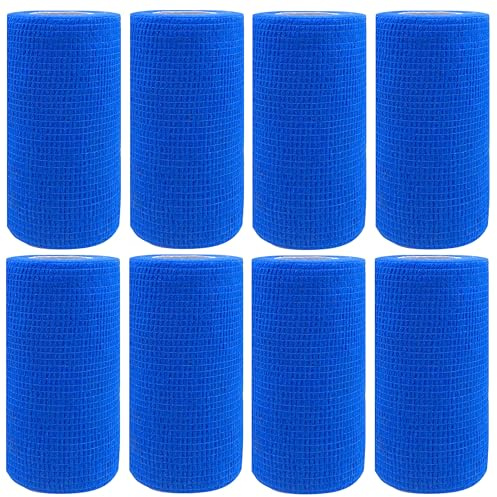 8 Rollen Selbstklebender Verband Bandage, 10cm*4,5m Verband Selbstklebend, Elastischer Fixierbinde Haftbandage Kohäsive Bandage Elastische Binde für Sport Vet Wrap Pet für Katze,Hund,Pferd