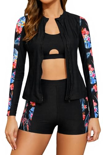 SHEKINI Women's 3 Piece Rash Guard Sets Long Sleeve