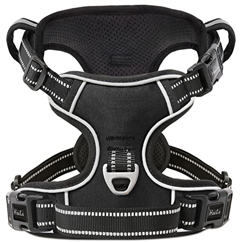 HEELE Hundsele, Hundsele Liten Små Medelstora Stor Hund, Andningsbar, Justerbar, Vadderat Handtag, 3 Spännen, Reflekterande Mjuk och Skön Hundsele, Antidragselar, Hundsele Antidrag, Svart, XS