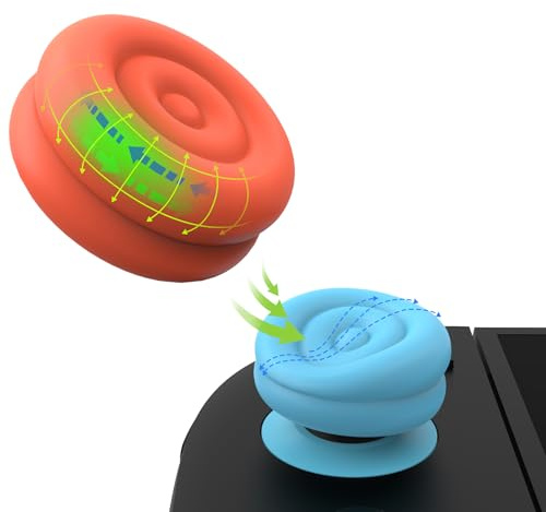 PlayVital Gepolsterte Joystick Kappen für Nintendo Switch 2, für Joycon 2 | Joystick Caps, Daumengriffe Thumbstick Grip, Zubehör für Switch 2(2025), Blau & Orange