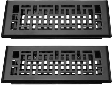 sourcing map 2 rejillas de ventilación ajustables de acero al carbono resistentes de 4 x 10 pulgadas, cubiertas decorativas de ventilación para el hogar, dormitorio, cocina, color negro