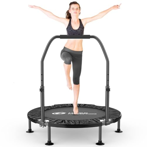 GartistGo Mini trampoline de fitness pliable de 101,6 cm pour adultes et enfants – Capacité de 150 kg, poignée et pieds antidérapants, 32 ressorts en acier, pour exercices d'intérieur/extérieur