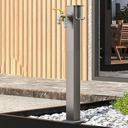 Réservoir d'eau, Colonne d'eau de Jardin en Acier Inoxydable avec Robinet, Tuyau d'arrosage extérieur fixé au Sol pour l'irrigation de fontaines Verticales et Le Lavage de Jardin