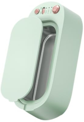 jojomis Máquina limpiadora ultrasónica de joyas, tanque de 600 ml para gafas, collares, aretes, relojes, brochas de maquillaje, dispositivo portátil de limpieza por vibración, color verde