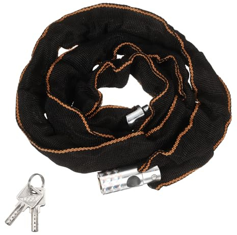 PATIKIL Candado de cadena (1,2 m x 3/10.2 cm, plateado) (1 unidad), candado de cadena antirrobo de acero al manganeso grueso con 2 llaves, apto para bicicletas, remolques, motocicletas, garaje