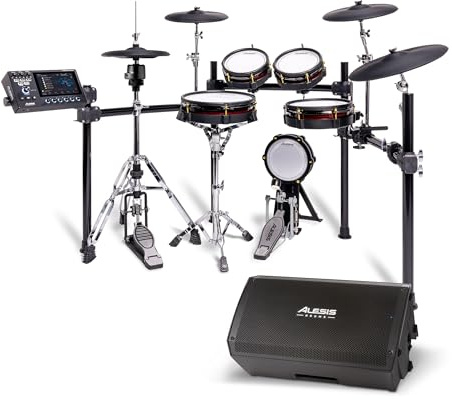 Alesis Strata Core y Strike Amp 12 MK2 - Kit de Batería Electrónica con Platillos de Triple Zona, Hi-Hat Magnético Activo, Altavoz Amplificador de 2500W con Woofer 12 y Bluetooth