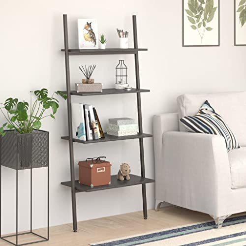 sephironlbb Leiterregal mit 4 Böden Schwarz aus Stahl 64x34x150,5 cm, platzsparend als Raumteiler, Ablage für Bücher, Ordner, Deko im Wohnzimmer und Büro