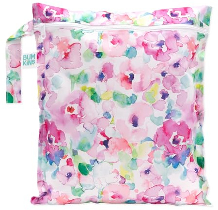 Bumkins Waterproof Wet Bags for Baby, Travel, Swimsuit, Cloth Diapers, Pump Parts, Gym Clothes, Toiletries, Strap to Stroller, Zipper Reusable Bag, Packing Pouch