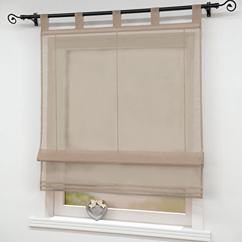 Joyswahl Raffrollo Voile Raffgardinen mit Schlaufen Sophia Schlaufenrollo BxH 140x140cm Braun 1er Pack