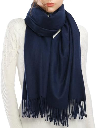 RIIQIICHY Navy Scarf for Women Winter Ladies Scarves Pashmina Shawls Wraps for Weddings
