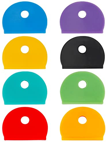 Uniclife 32 PCS 1 Inch Key Cap Covers Key Identifiers Markers Protectors for Standard Regular Thin Flat House Keys (Not Suitable for Odd-Shaped Keys), 8 Assorted Colors