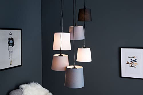 Licht-Erlebnisse Hängeleuchte LEVELS mit farbigen Stoffschirmen 6-flammig E14 für Wohnzimmer Esszimmer Treppenhaus Design Hängelampe Decke Innen Pendellampe