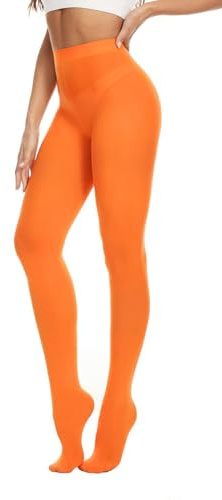 CozyWow Collant da donna semi solido opaco 80D da donna (Arancione,S)