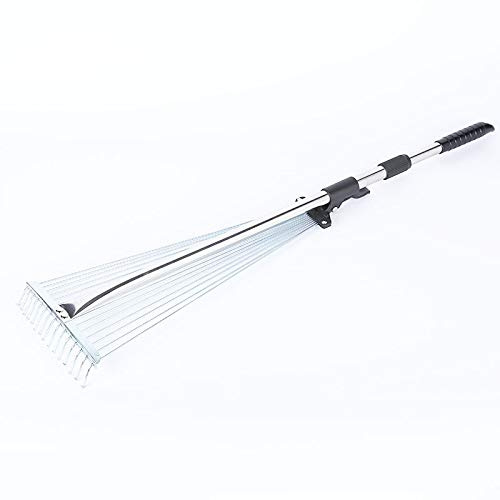 Hovico Telescopic Garden Rake with Adjustable 8-23 Inch Width Folding Head, 63 Inch Adjustable Handle, Ideal for Lawns and Yards