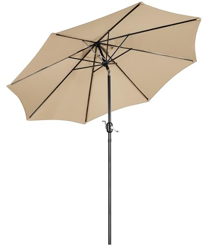 Yaheetech Parasol Sombrilla Jardín 270cm Inclinable Impermeable Beige