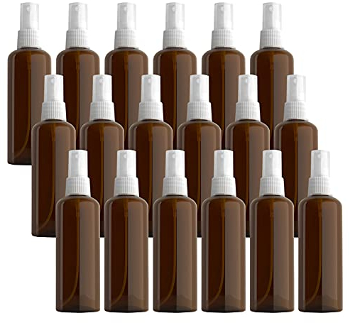 ZEOABSY 24 Stück Leer Kunststoff 100ml Braun Sprühflasche Klein mit Transparent Feinen Nebel Sprühpumpe, Zerstäuber Pumpflasche Parfumzerstäuber Reiseflaschen Set für Wasser Alkohol
