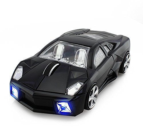 Aikchi Kabellose 3D Sportwagen Maus, Optische Computermaus, Ergonomische Desktop Laptop PC Maus für LBJN (Schwarz)
