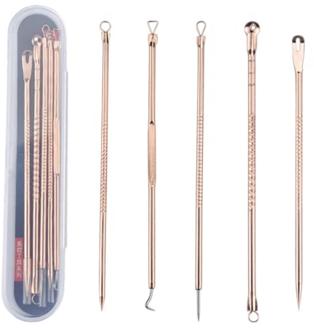 Kit di strumenti colorati per punti neri, in acciaio inox, aghi per acne e acne su entrambi i lati, strumento per rimuovere brufoli (oro rosa