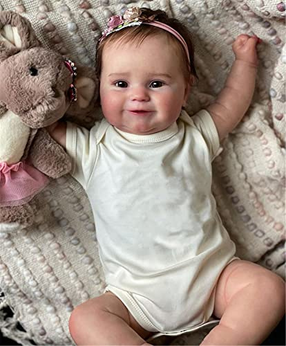 Earnmore Reborn Babypuppen 20 Zoll 50cm Reborn Baby Ganzkörper-Silikon Reborn Puppe Lebensechte Babypuppe Neugeborenen öffnen Augen Reborn Puppen Geschenke Geburtstag