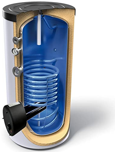 Kombinierter Warmwasserspeicher, Standspeicher 160 Liter mit 1 Heizregister und gekapselten 2200W keramischen Heizelement