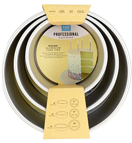 PME Moldes Redondos de 15, 20, 25 cm x 10 cm de Altura, Juego de 3, RNDB68104