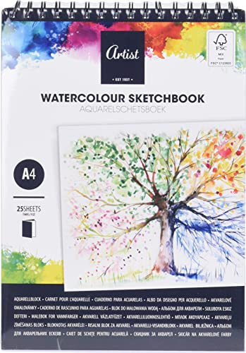 Aquarellblock Aquarellpapier Aquarelle 160g/M2 mit Spiralbindung als Ringbuch, Malblock optimal für Wasserfarben & Aquarell, (A5)