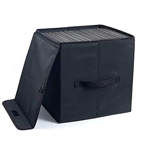 UENTIP Scatola Portaoggetti per Vinili da 30,5 cm - Contiene Fino a 90 Dischi - 35 x 33 x 33 cm - Per Collezione di Album Preziosi - Nero